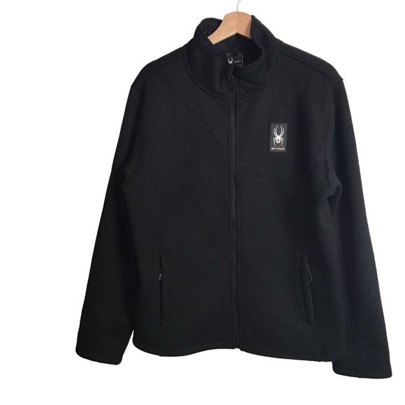 Spyder Medium Circuit Mens Full Zip Fleece Lined Jacket Black - Picture 1 of 12